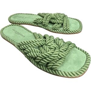Kelsi Dagger x Anthropologie Brooklyn Sage‎ Green Slip On Rope Sandals Size 6.5